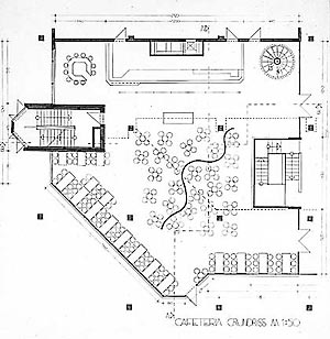entwurf grundriss der cafteria